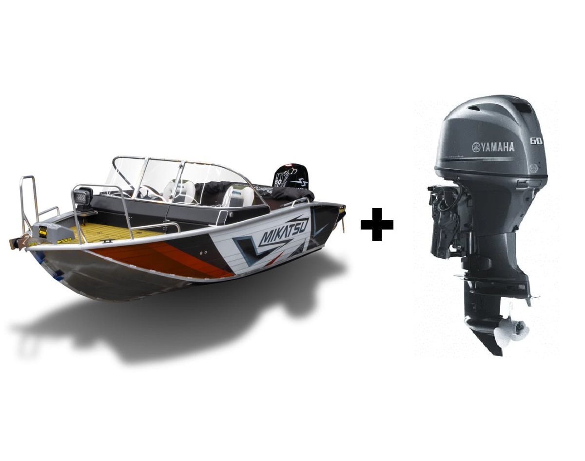 Комплект Алюминиевая лодка (катер) Mikatsu (Микатсу) 475 (Z43) Standard + мотор Yamaha F60FETL
